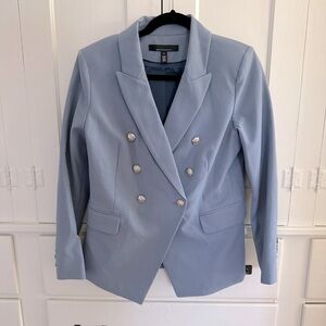 Elegant Blue Double-Breasted Women's Blazer